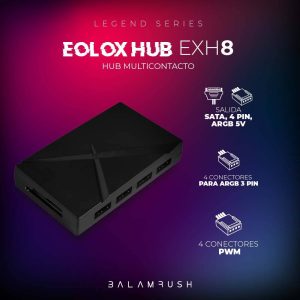 Hub Multicontactos ventiladores Balam Rush Eolox Hub EXH8: 4 Conectores Para ARGB 3 Pin
