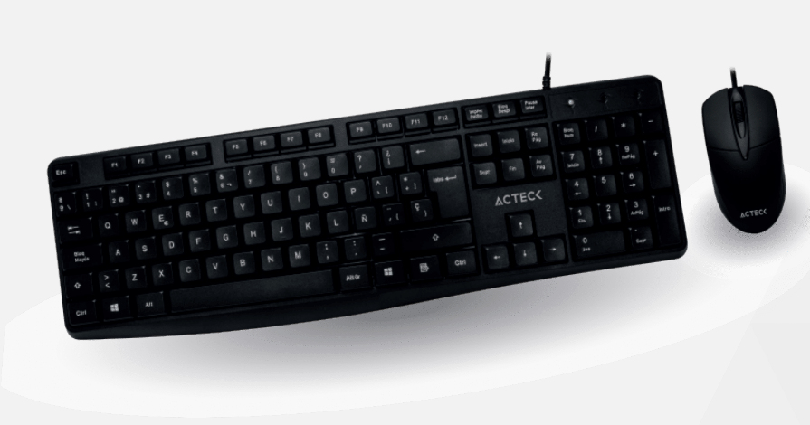 Kit Teclado Estándar y Mouse ACTECK AC-928984 , Estándar, 105 teclas, Negro