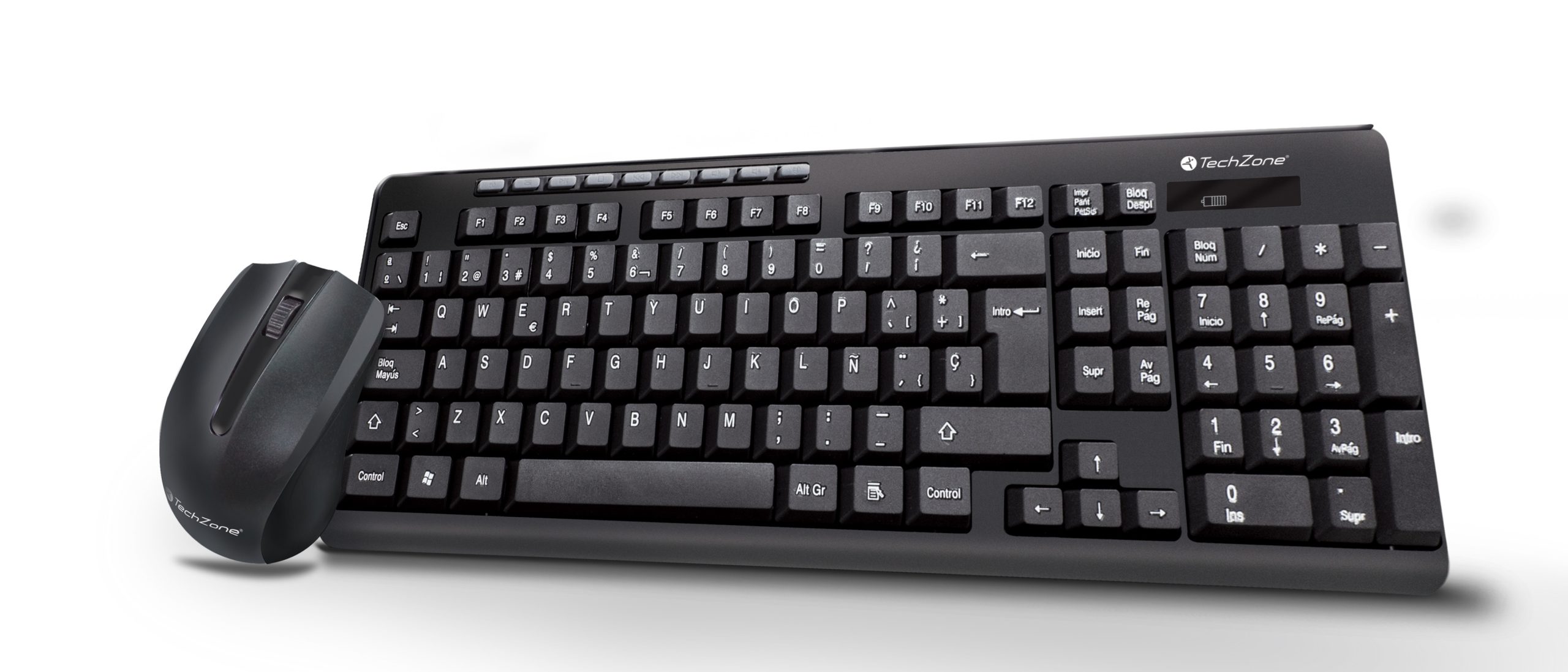 Kit Trim TechZone, combo inalámbrico con conexión USB, mouse 1000 DPIs, teclado con 117 teclas tipo QWERTY, 1 año de garantía.