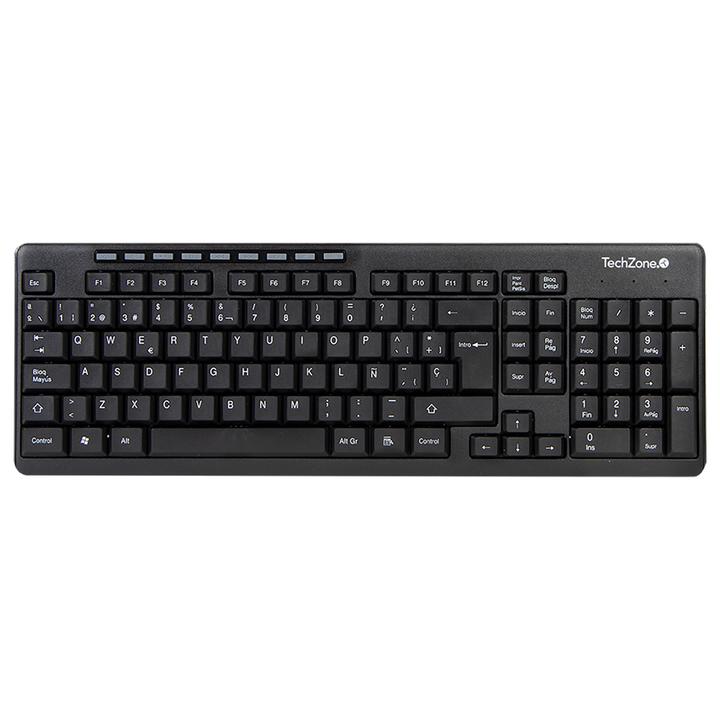 Kit Trim TechZone, combo inalámbrico con conexión USB, mouse 1000 DPIs, teclado con 117 teclas tipo QWERTY, 1 año de garantía.