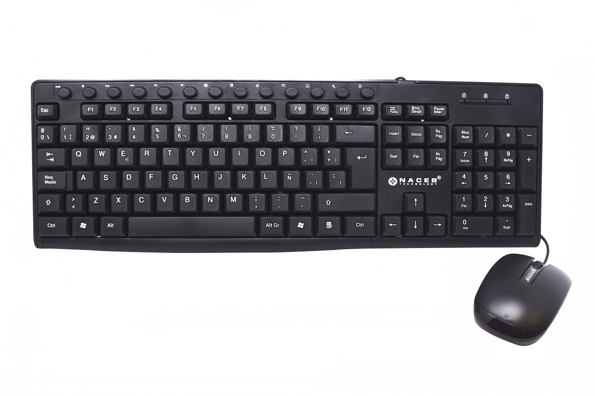 Kit de teclado y mouse Naceb Technology, Estándar, Negro