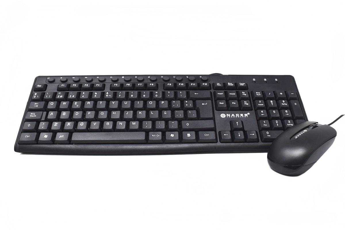 Kit de teclado y mouse Naceb Technology, Estándar, Negro