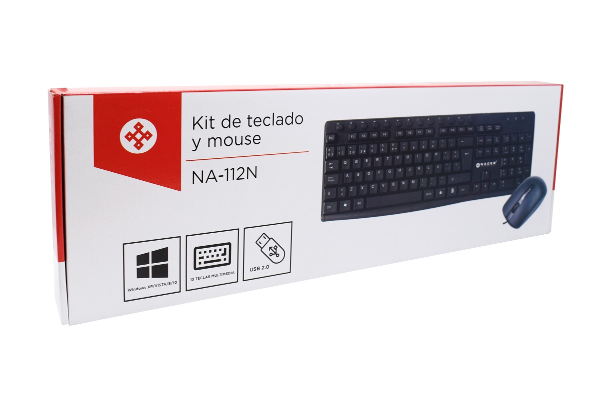 Kit de teclado y mouse Naceb Technology, Estándar, Negro