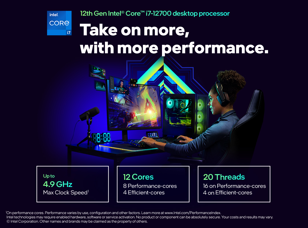 Procesador Intel Core i7-12700, 2.10GHz, 8 núcleos Socket 1700, 12 MB Caché, Alder Lake. (COMPATIBLE SOLO CON MB CHIPSET 600)