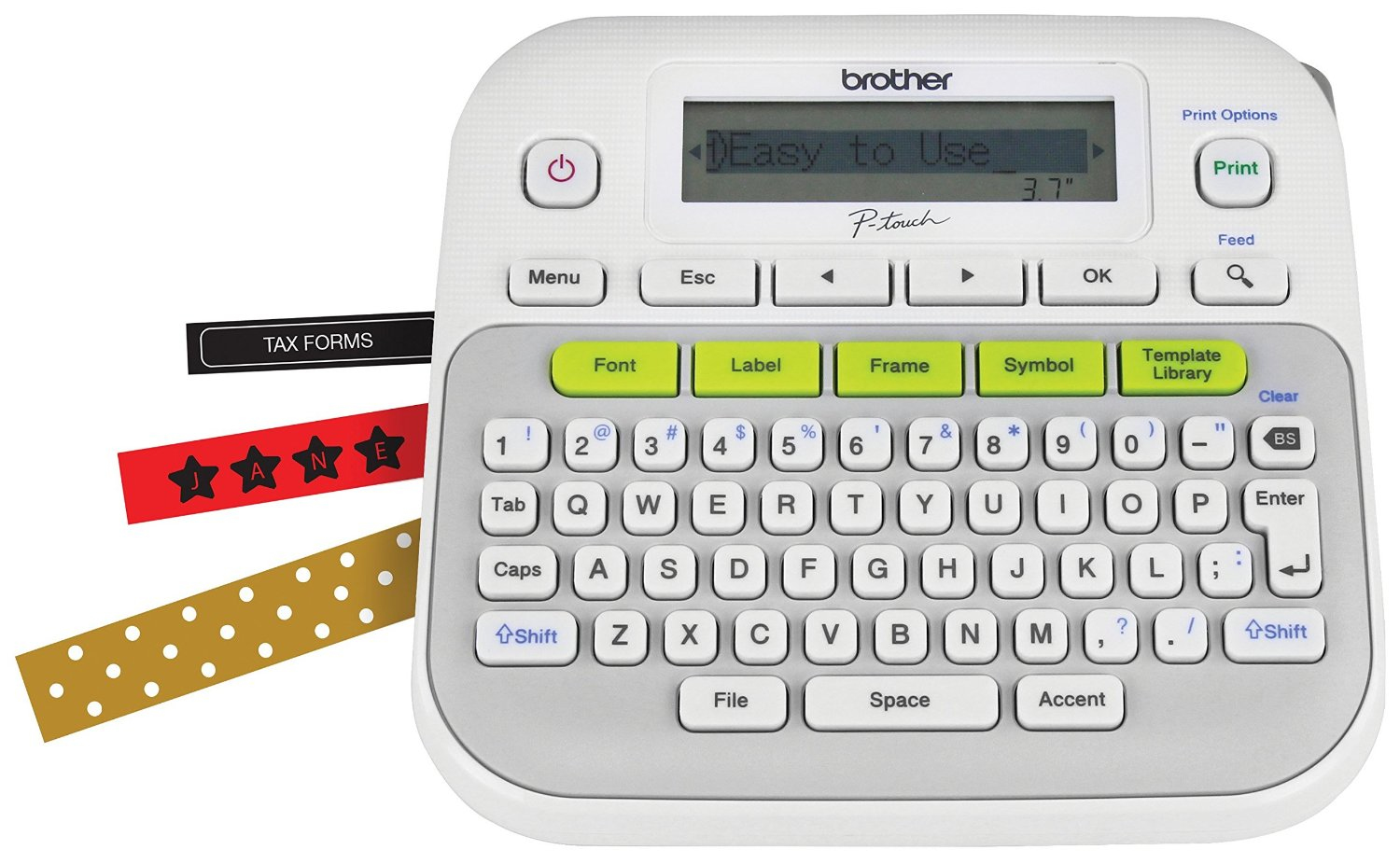 Rotulador Brother P-touch PTD210, transferencia térmica, teclado qwerty, imprime etiquetas laminadas de hasta 12 mm de ancho