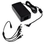 SAXXON PSU1204EPAQ2 - Paquete de Fuente de Poder Regulada de 12 Vcc 4.1 Amperes + Divisor para 4 Camaras/ Color Negro/ Para Usos Multiples