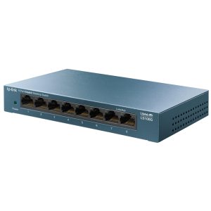 SWITCH DE 8 PUERTOS GIGABIT TP-LINK LS108G PARA ESCRITORIO PLUG AND PLAY CON CARCASA DE ACERO