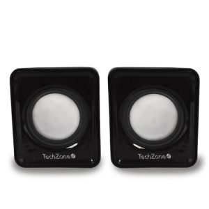 Sistema de bocinas TechZone 2.0 con conexión 3.5mm, ideal para laptop o pc.1 año de garantía.