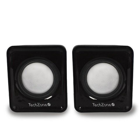 Sistema de bocinas TechZone 2.0 con conexión 3.5mm, ideal para laptop o pc.1 año de garantía.