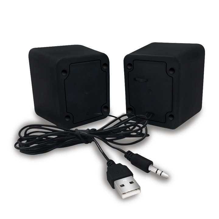 Sistema de bocinas TechZone 2.0 con conexión 3.5mm, ideal para laptop o pc.1 año de garantía.