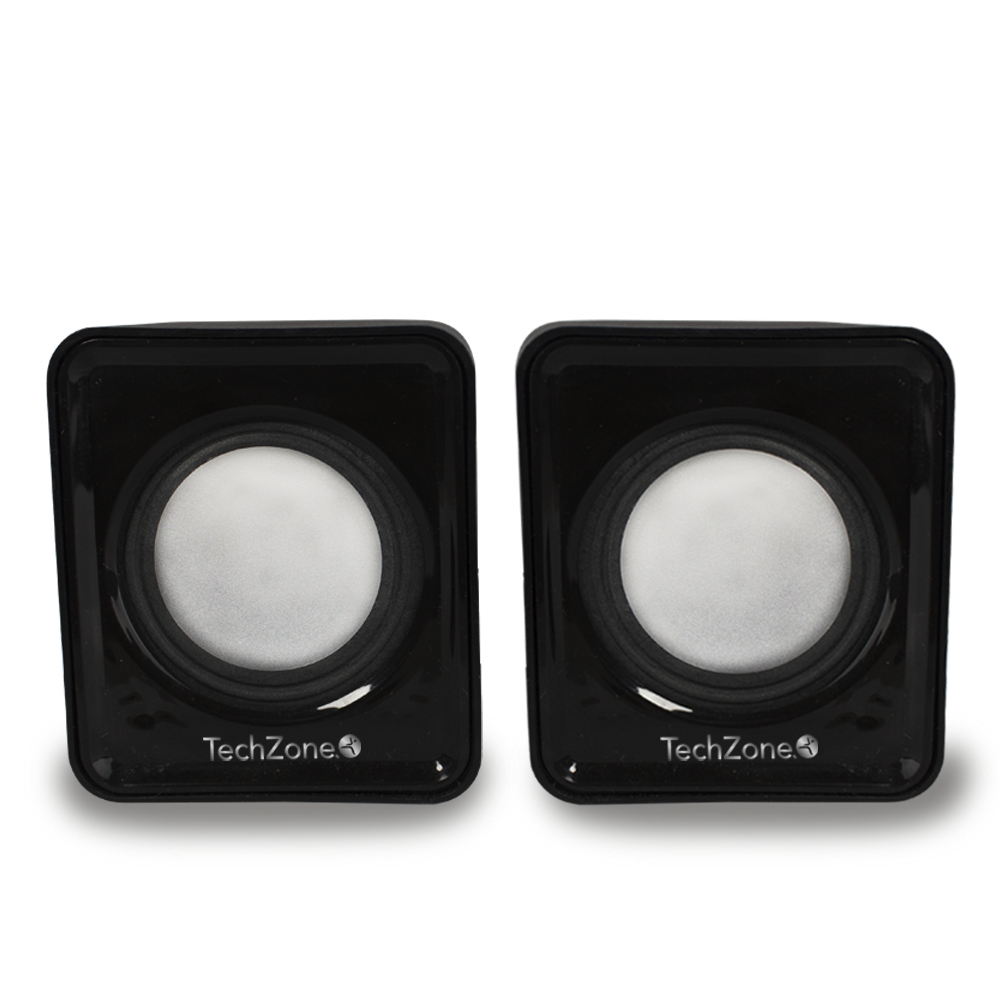 Sistema de bocinas TechZone 2.0 con conexión 3.5mm, ideal para laptop o pc.1 año de garantía.