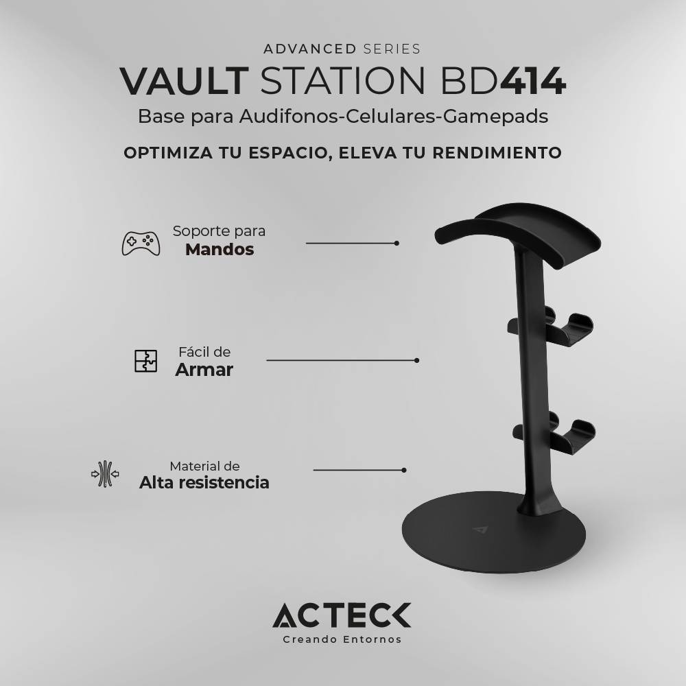 Soporte para Auriculares ACTECK VAULT STATION BD414 ADVANCED SERIES