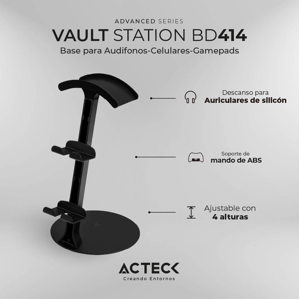 Soporte para Auriculares ACTECK VAULT STATION BD414 ADVANCED SERIES