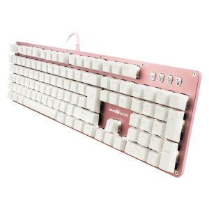 Teclado Mecánico Game Factor KBG400-PK-RD, Switch Red, USB, Rosa y Rojo
