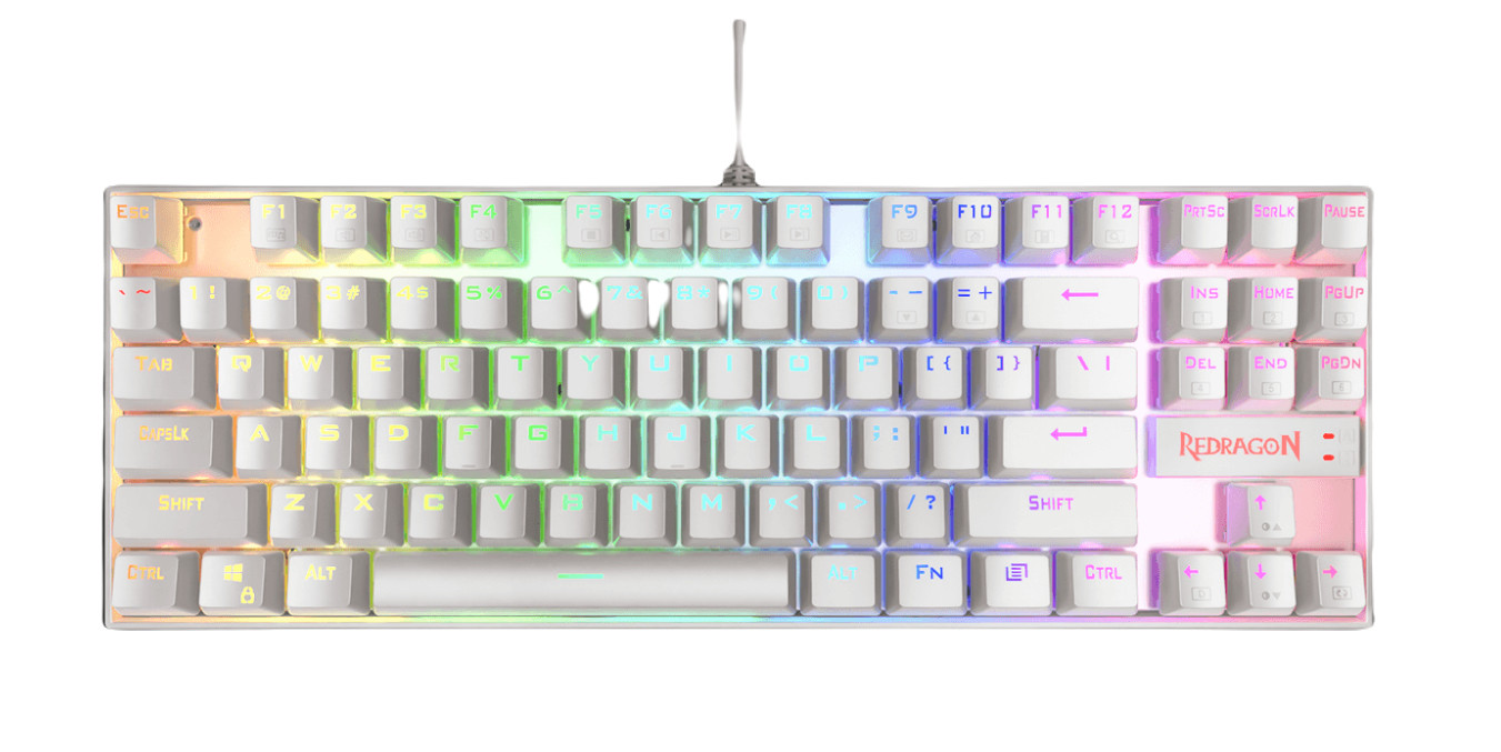 Teclado Mecánico Redragon Kumara White RGB, Español, Blanco, RGB