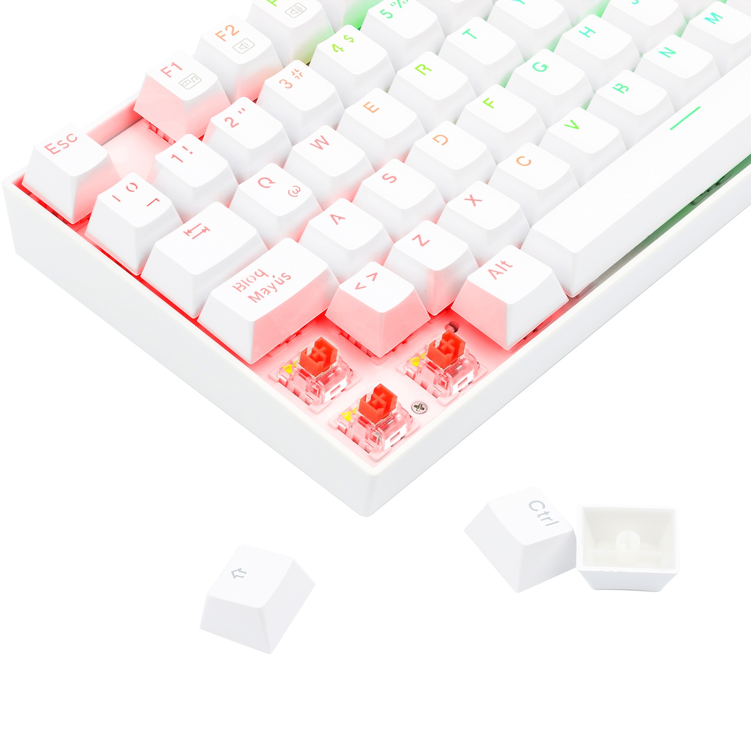 Teclado Mecánico Redragon Kumara White RGB, Español, Blanco, RGB