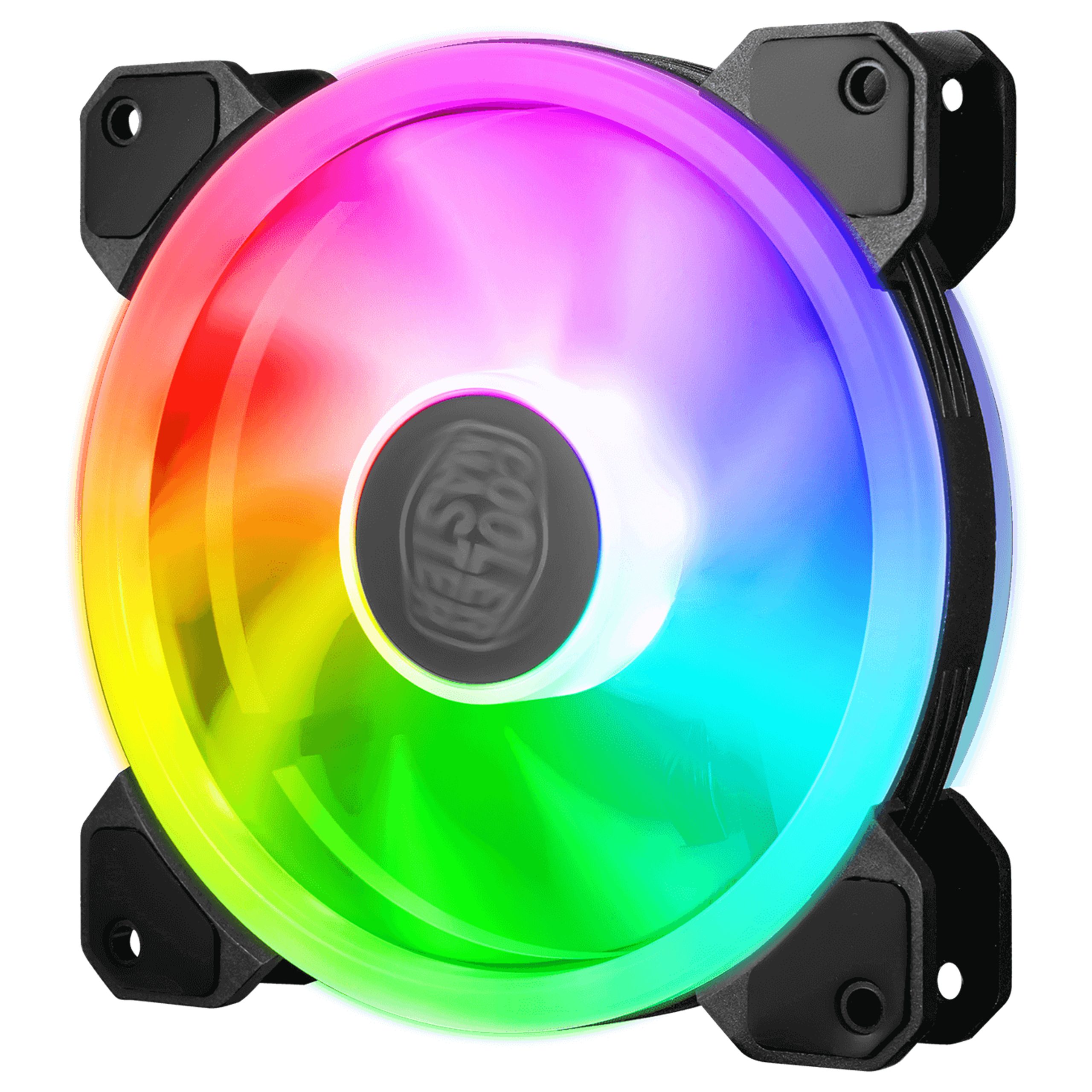 Ventilador P/ GABINETE MFW-B2DN-18NPA-S3, iluminación ARGB de triple bucle 1800 RPM, almohadillas antivibración, negro