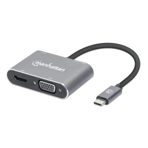 130691 Docking Station de USB-C a HDMI y VGA, 4 en 1, con suministro de energía, Crea una configuración de doble pantalla.