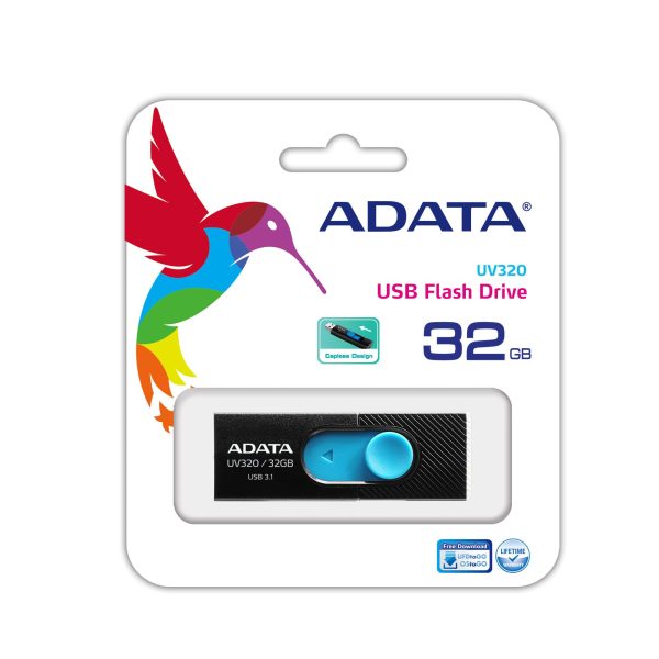Memoria USB ADATA AUV320-32G-RBKBL, Negro / Azul, 32 GB, USB 3.2