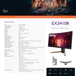 Monitor BENQ EX3410R , 34 pulgadas, 350 cd / m², 3440 x 1440 Pixeles, 1 ms, LED
