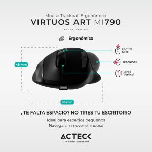 Mouse Trackball Ergonómico VIRTUOS ART MI790 Acteck