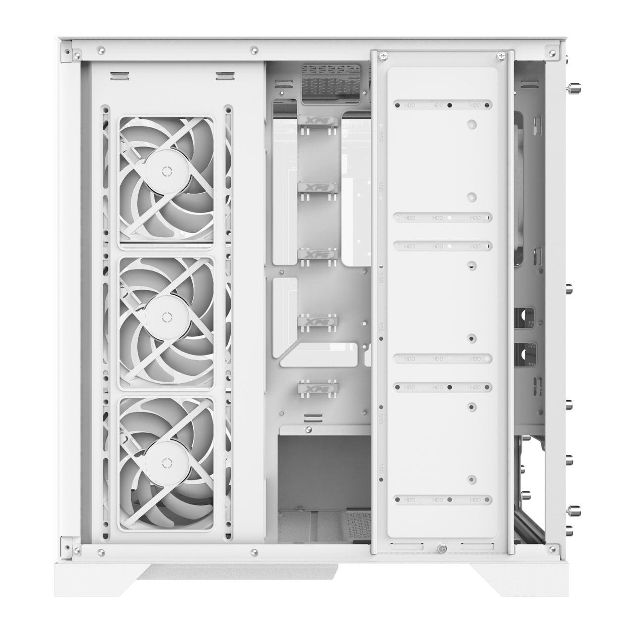 Gabinete GAMER XPG INVADER X. Media torre (ATX, Micro-ATX y Mini-ITX) Paneles de vidrio templado. Ventiladores incluidos. INVADERXMT-WHCWW