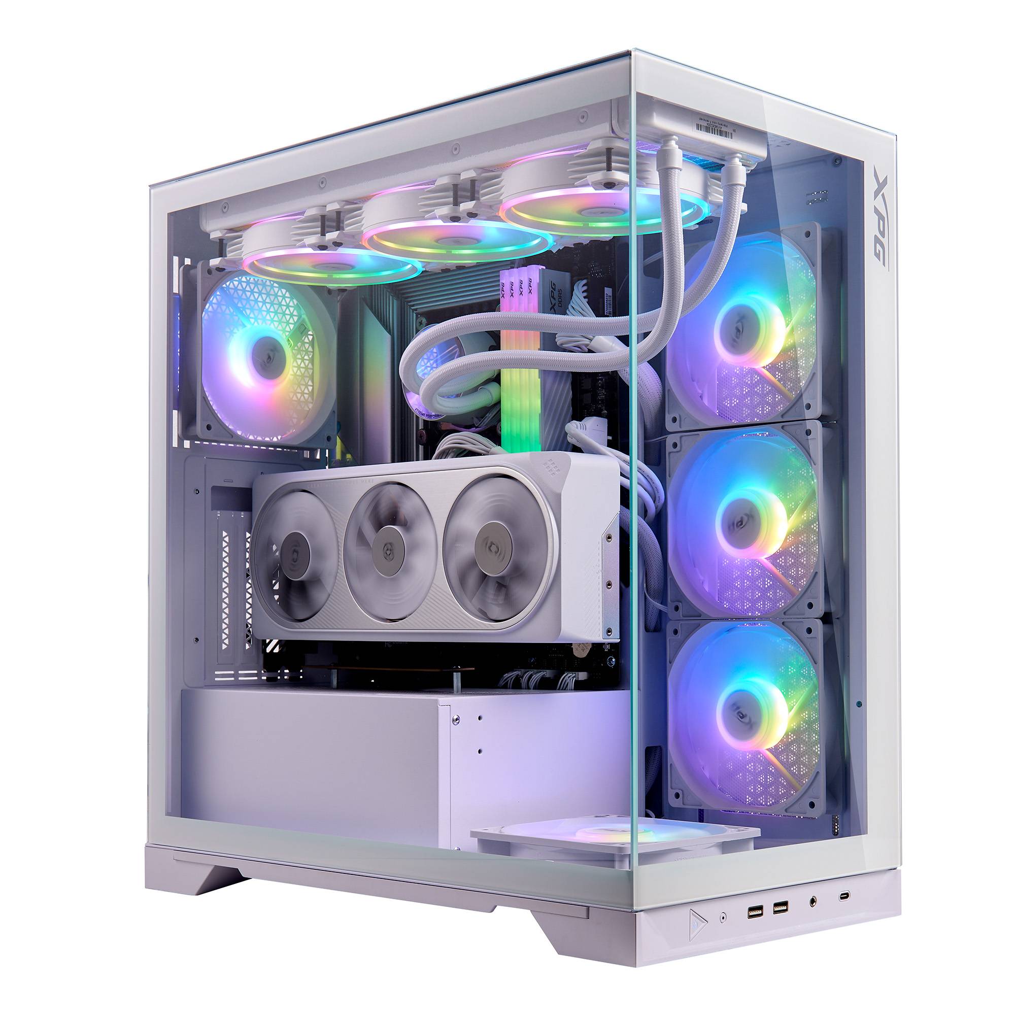 Gabinete GAMER XPG INVADER X. Media torre (ATX, Micro-ATX y Mini-ITX) Paneles de vidrio templado. Ventiladores incluidos. INVADERXMT-WHCWW
