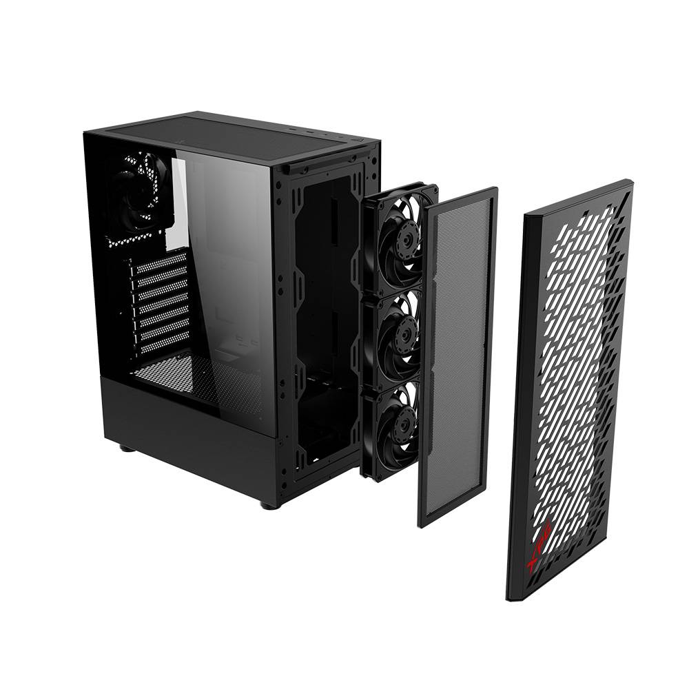 Gabinete GAMER XPG VALOR AIR. Media torre ( ATX, Micro-ATX y Mini-ITX). Panel lateral de vidrio templado. Filtro de polvo extraíble. VALORAIRMT-BKCWW