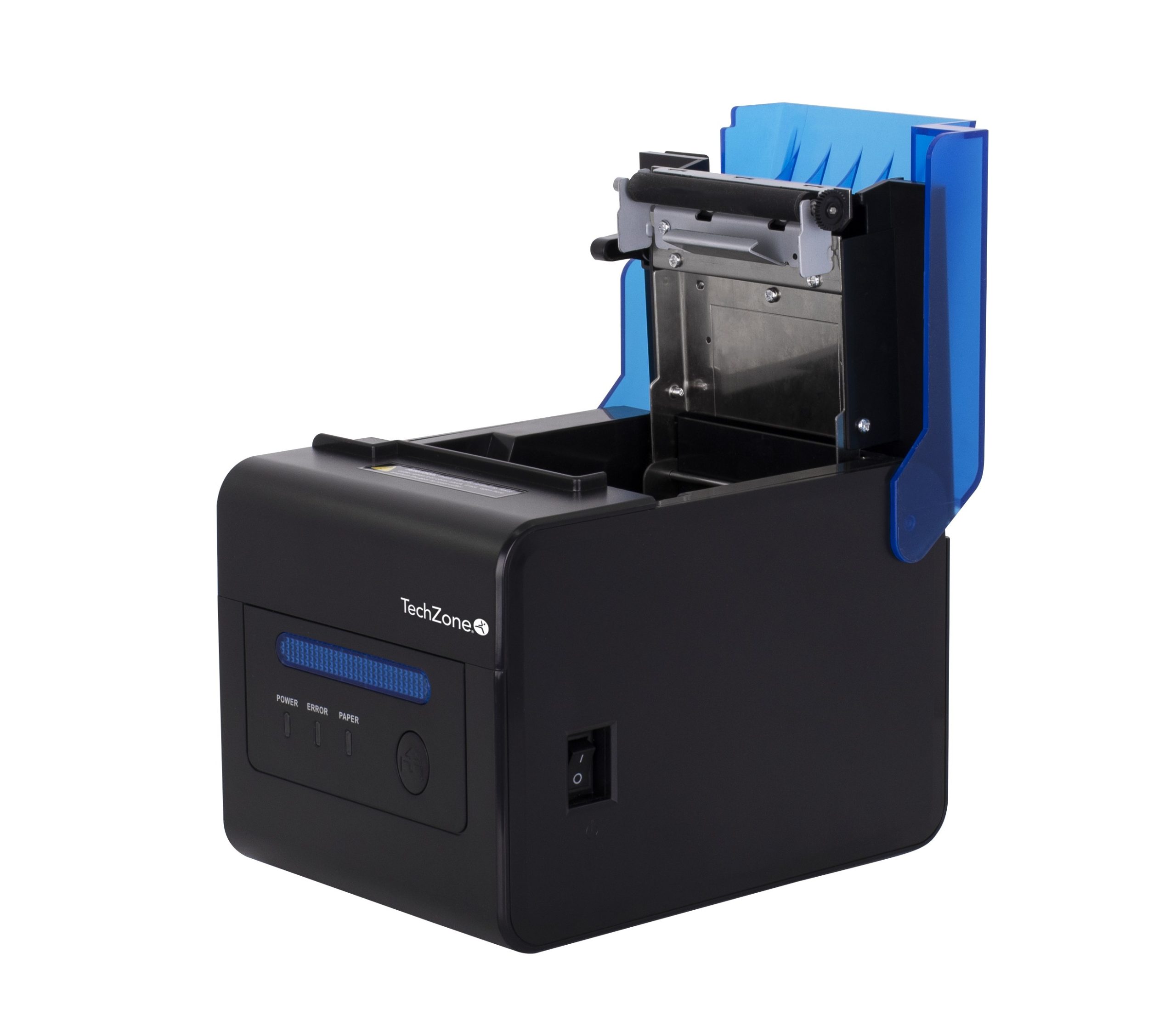 Impresora termica TechZone TZBE302E de 80mm, vel de 300mm/s, 203 DPI´s, USB-SERIAL-RJ45-RJ11, cortador automatico, 1 año de garantía