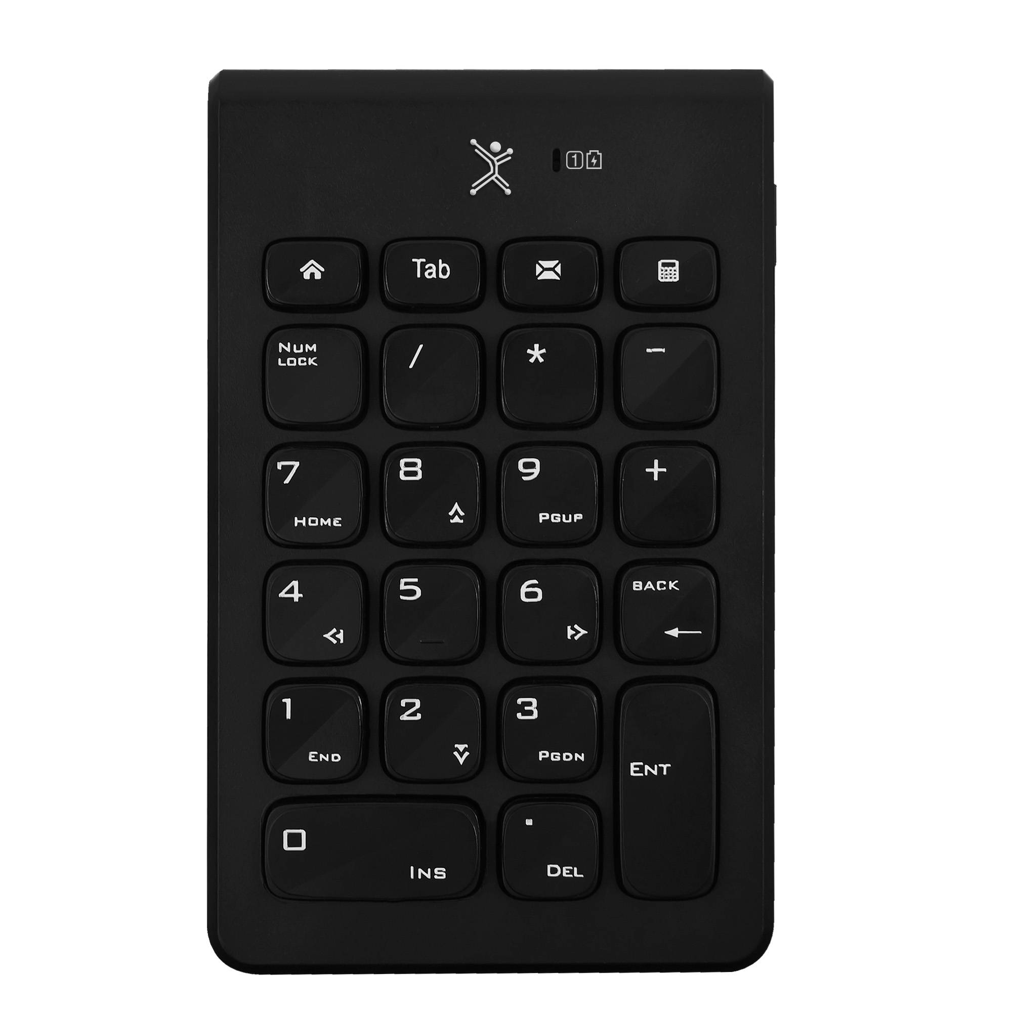 Teclado Numérico Inalámbrico NUMBRA PC-201106, diseño portátil, ligero y delgado es el complemento ideal para tu laptop, teclado 1.5 Vcc 40mA (1 batería AA