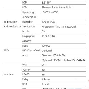 Control de Asistencia Biométrico Anviz AN-C2PRO, Negro, Si, Si