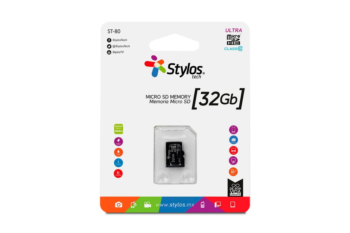 Memoria Micro SD 32GB S/A Stylos. STMSDS3B