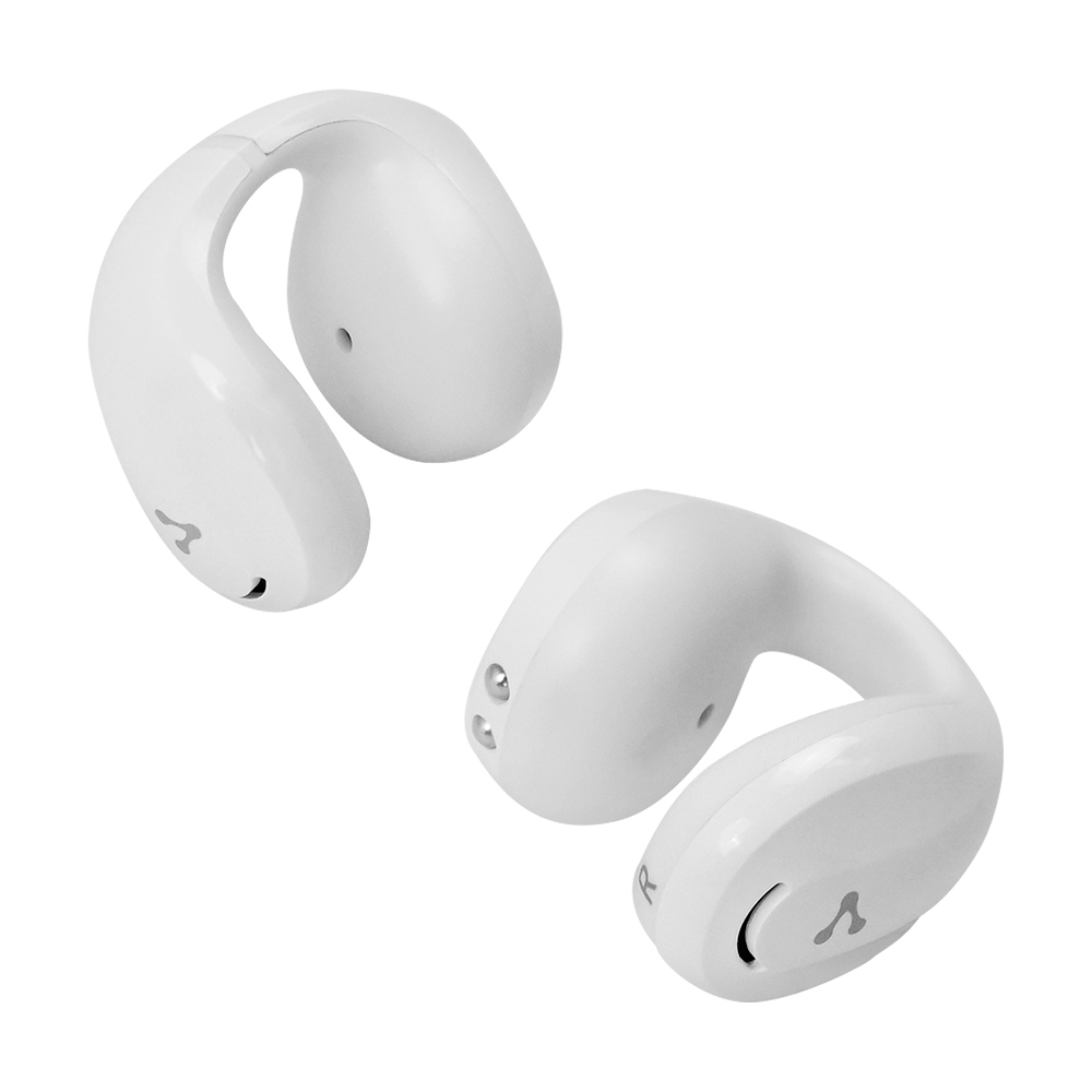 AUDIFONOS VORAGO ESB-410 BLUETOOTH 5.4 15 HRS DE REPRODUCCIÓN, DISEÑO INNOVADOR OWS, TOUCH, MANOS LIBRES CONEXIÓN PARA CARGA USB TIPO C COLOR BLANCO
