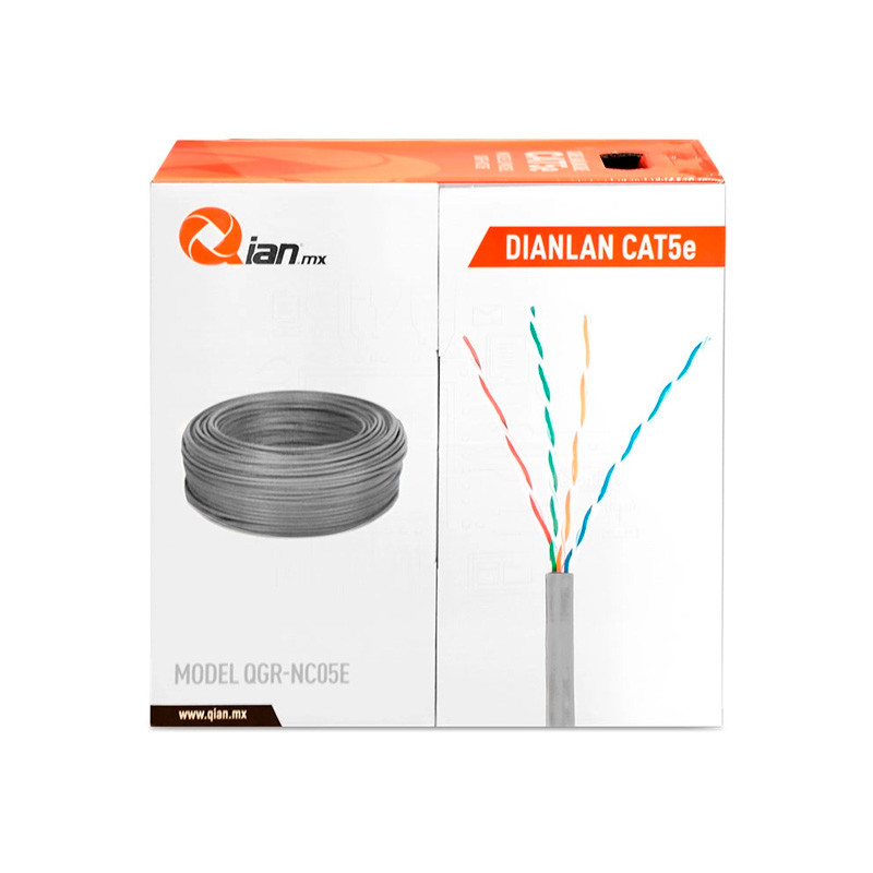 Bobina de Cable UTP QIAN QHR-CAT5E DIANLAN, CAT5E, AZUL, 24 AWG INTERIOR