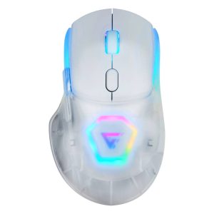 MOUSE GAME FACTOR MOW700-WH, CARCASAS INTERCAMBIABLES, 2.4G+BT, PIXART 3395, 26,000 DPI, RGB, BLANCO