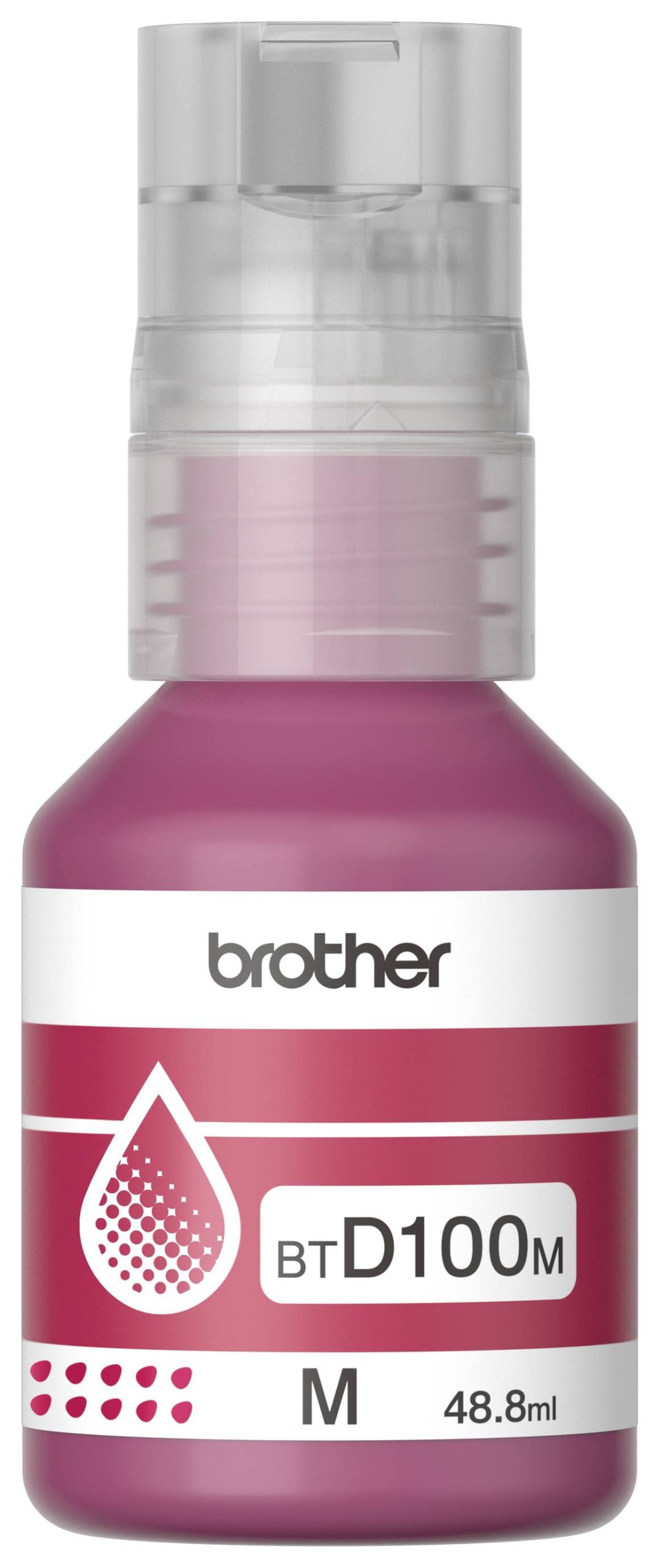 Botella de tinta Brother BTD100M magenta, rendimiento aproximado 5,000 páginas, compatible con DCPT230, DCPT530DW, DCPT730DW, MFCT930DW