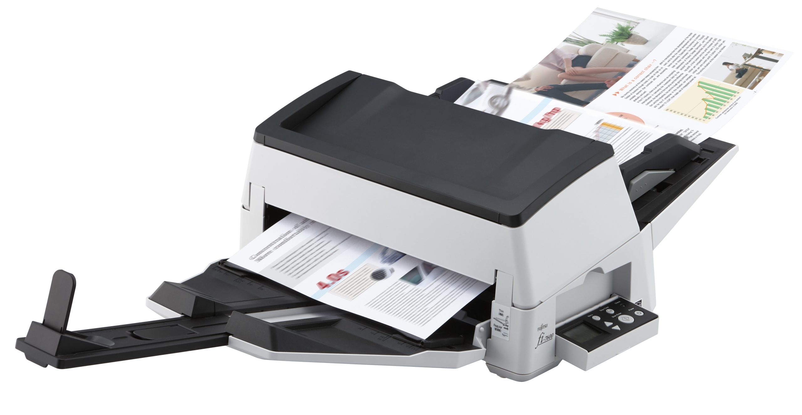 Escáner documental FUJITSU FI-7600, 304,8 mm x 431,8 mm, ADF, 2 CCD, 44.000 páginas, 80 ppm