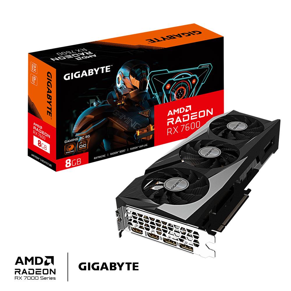 Tarjeta de Video Gigabyte AMD Radeon RX 7600 GAMING OC 8G, 8GB 256-bit GDDR6, PCI Express 4.0