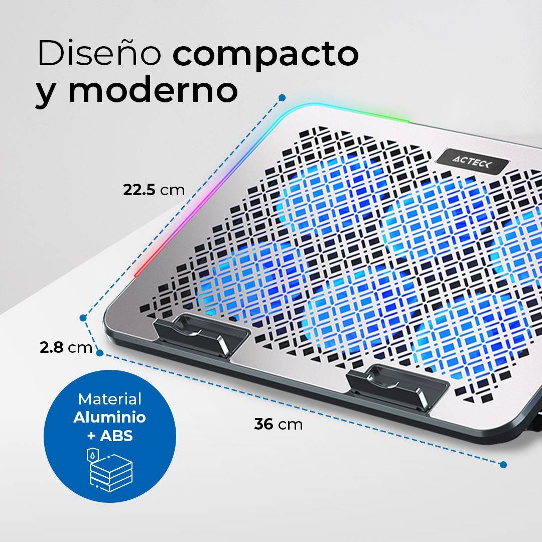 Base Enfriadora para Laptop FROOST RAW BE630 Acteck Advanced Series Base Enfriadora para Laptop 15.6 Pulgadas, 6 Ventiladores