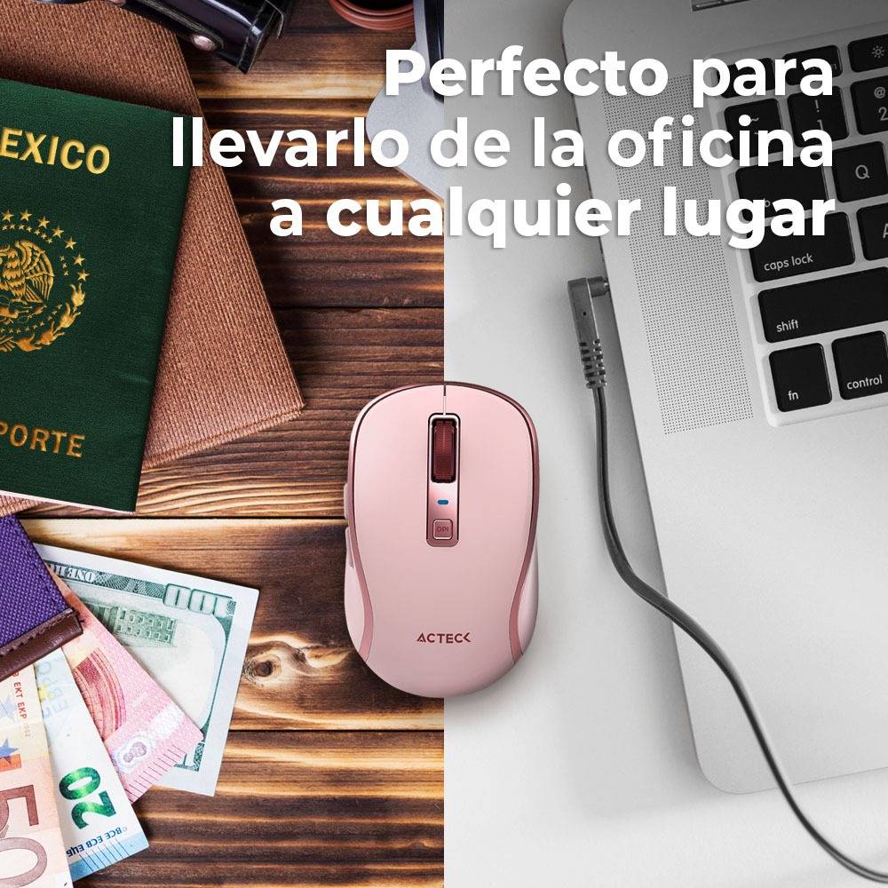 Mouse Inalambrico 2.4hz Optimize Trip Pro MI580 Advanced Series Conexión USB Dongle 2.4ghz, Conexión Bluetooth, 6 Botones + Scroll. Clic Silencioso, DPI: