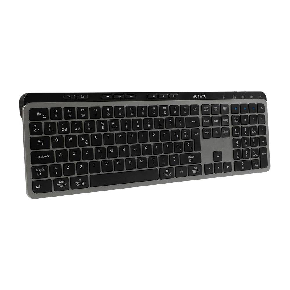 Teclado Inalámbrico 2.4hz Inspire Krea TI755 Acteck Elite Series Teclado Inalámbrico Dongle 2.4Mhz, Rango 10m, Bluetooth 5.1, USB A- USB C, 3 Dispositivos