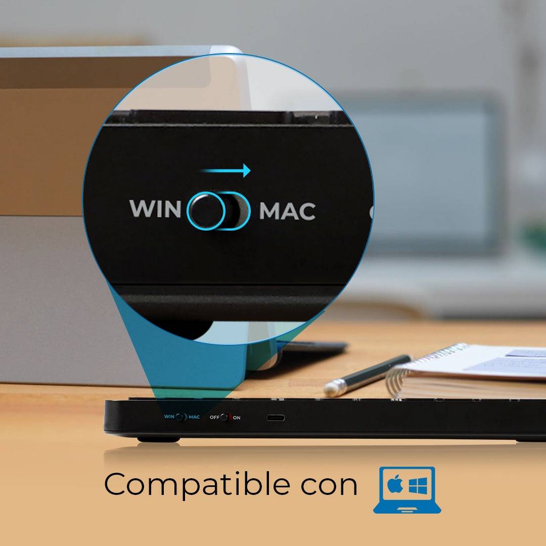 Teclado Inalámbrico 2.4hz Inspire Krea TI755 Acteck Elite Series Teclado Inalámbrico Dongle 2.4Mhz, Rango 10m, Bluetooth 5.1, USB A- USB C, 3 Dispositivos