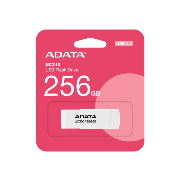 Memoria USB de 256GB UR310 3.2 Gen 1 (retro compatible 3.0 y 2.0), diseño material reciclado sin tapa. BLANCO. UC310-256G-RWH