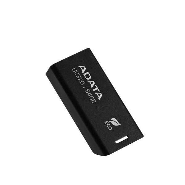 Memoria USB de 64GB UR320 3.2 Gen 1 (retro compatible 3.0 y 2.0), diseño material reciclado sin tapa. Color negro. UC320-64G-RBK/BK