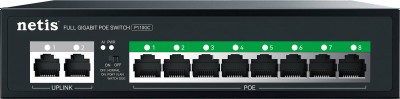 Netis Switch POE P110GC,8 Puertos POE y 2 Puertos Uplink,120W, 1000 Mbps,IA Watch Dog, Plug & Play, 250 metros de alcance en transmisión,No Administrable