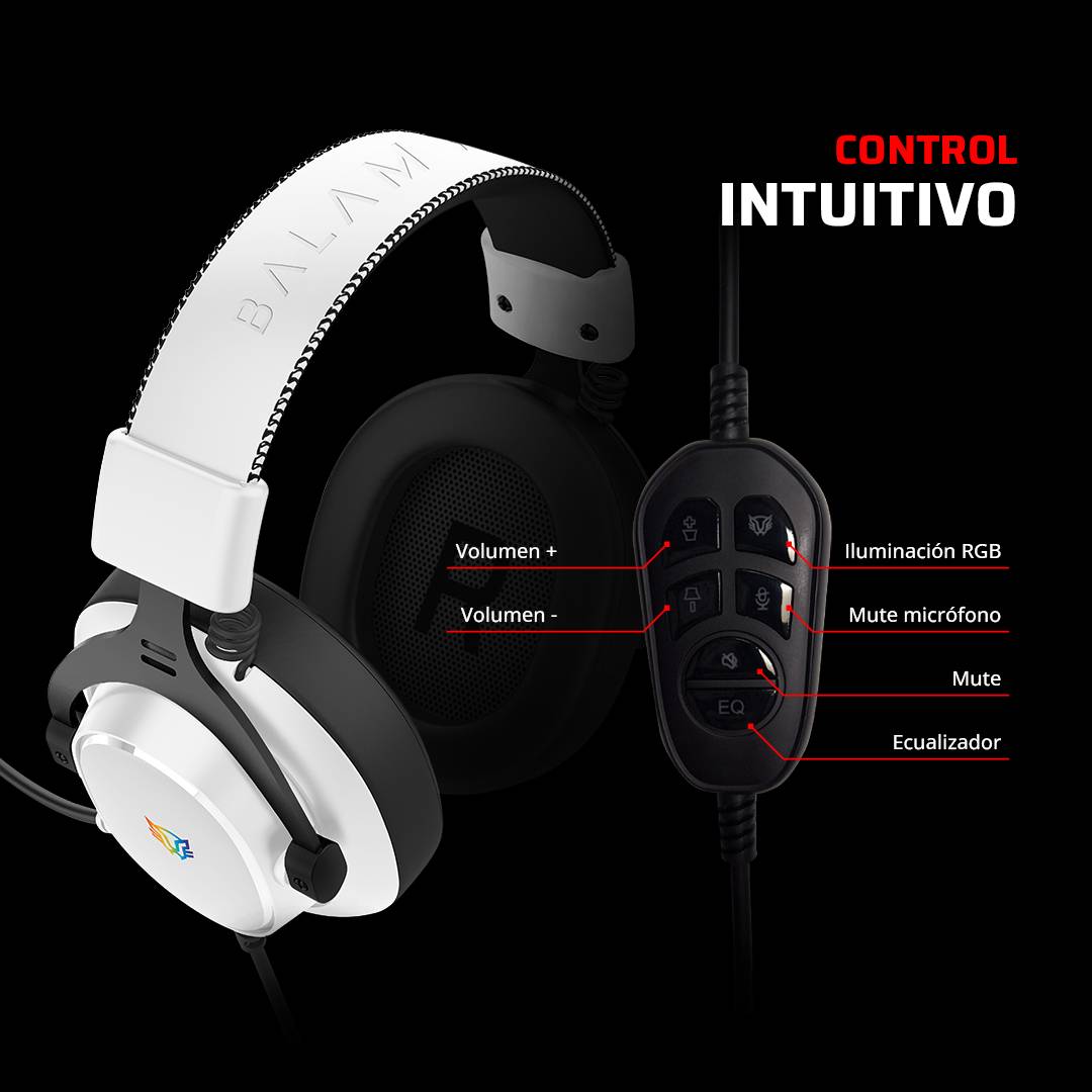 Audífonos Gamer Alámbrico Aviator Expert HA777 Balam Rush Legend Series Sonido Envolvent, Alta Voces 53mm,Micrófono Omnidireccional desmontable