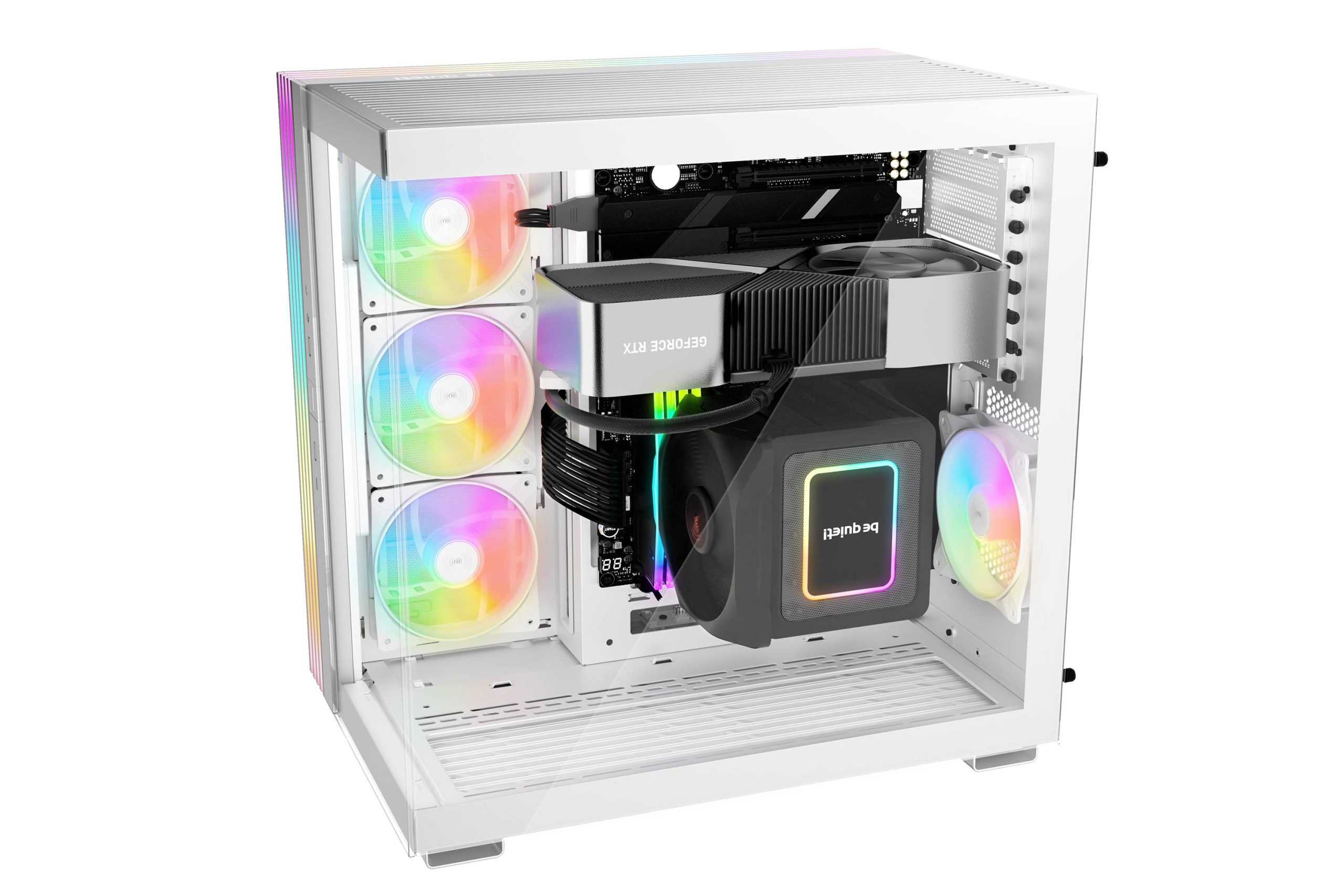 GABINETE be quiet! Light Base 600 DX White BGW66 Panel frontal y lateral con ventana completa, Iluminación LED ARGB