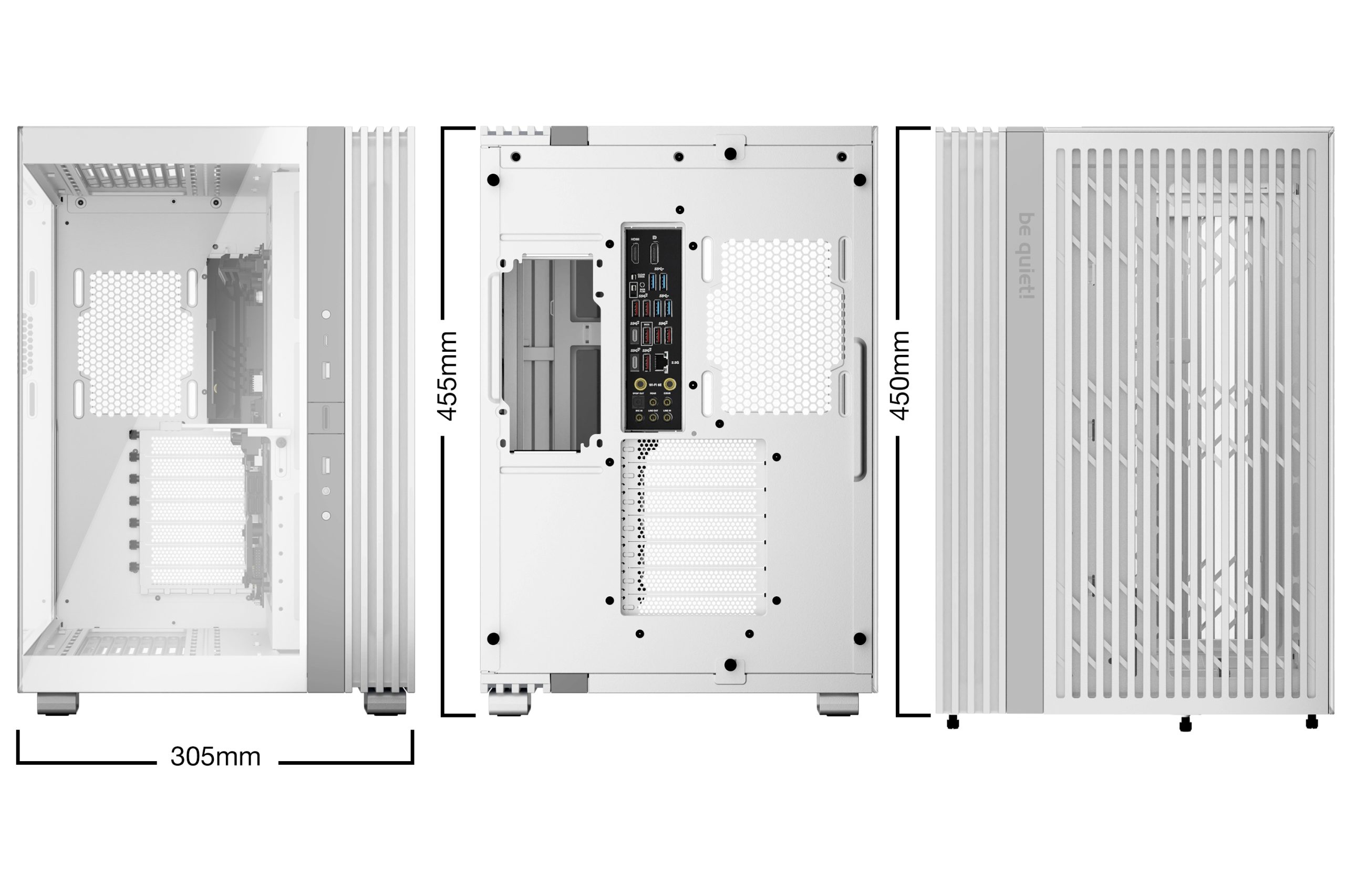 GABINETE be quiet! Light Base 600 DX White BGW66 Panel frontal y lateral con ventana completa, Iluminación LED ARGB