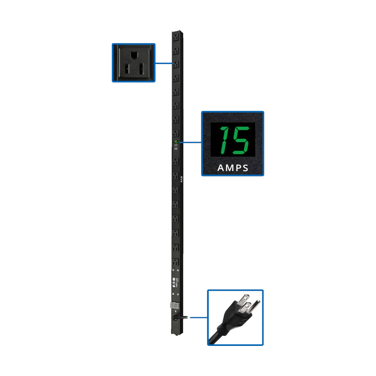 Barra PDU Monofásico, Tripp Lite, Modelo PDUMV15, PDU Monofásico de 12A 120V con Medidor Digital Local