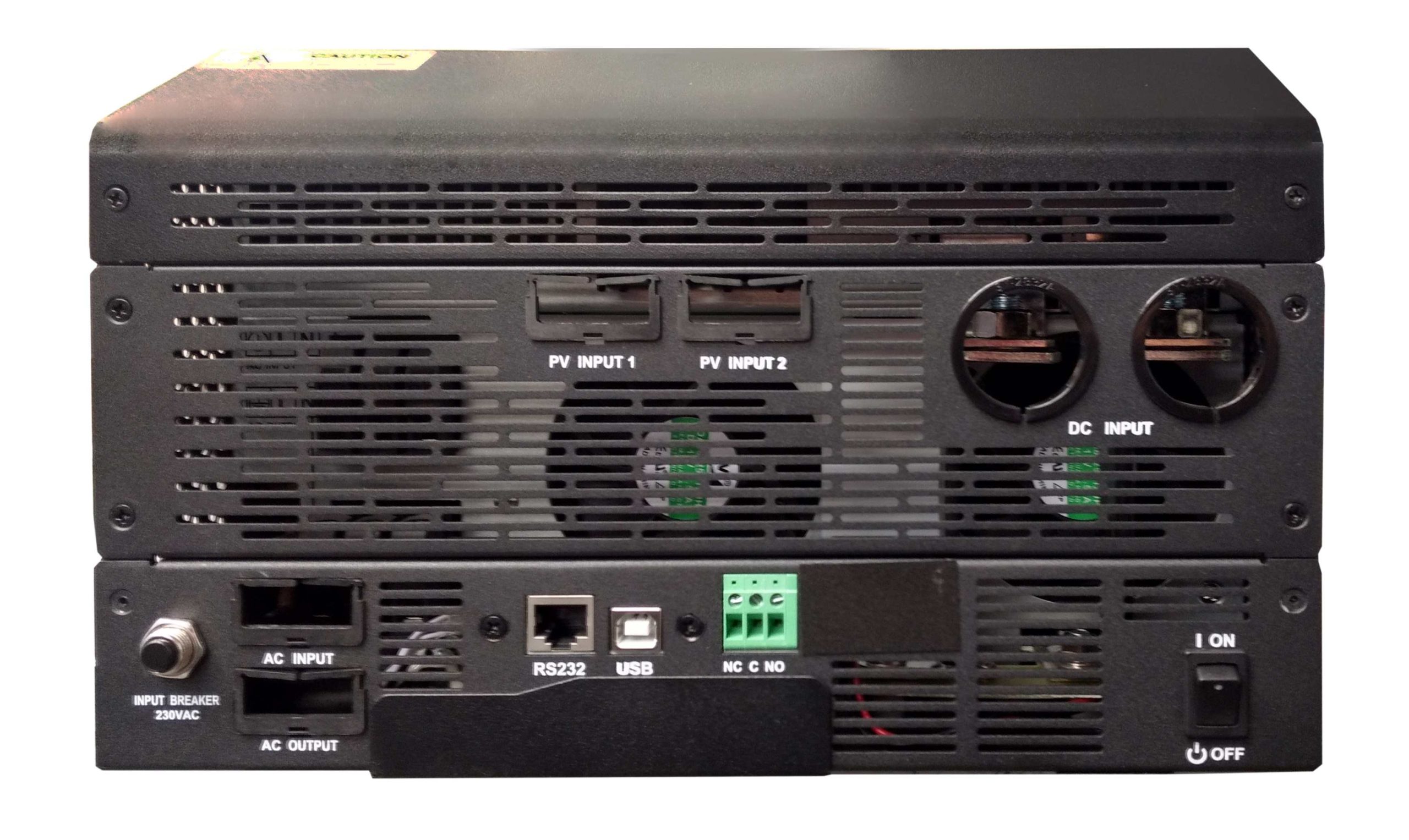Inversor Cargador Solar Híbrido DATASHIELD IN-5000, 220VCA, 50 Hz/60 Hz, Red o Generador, Negro con Verde